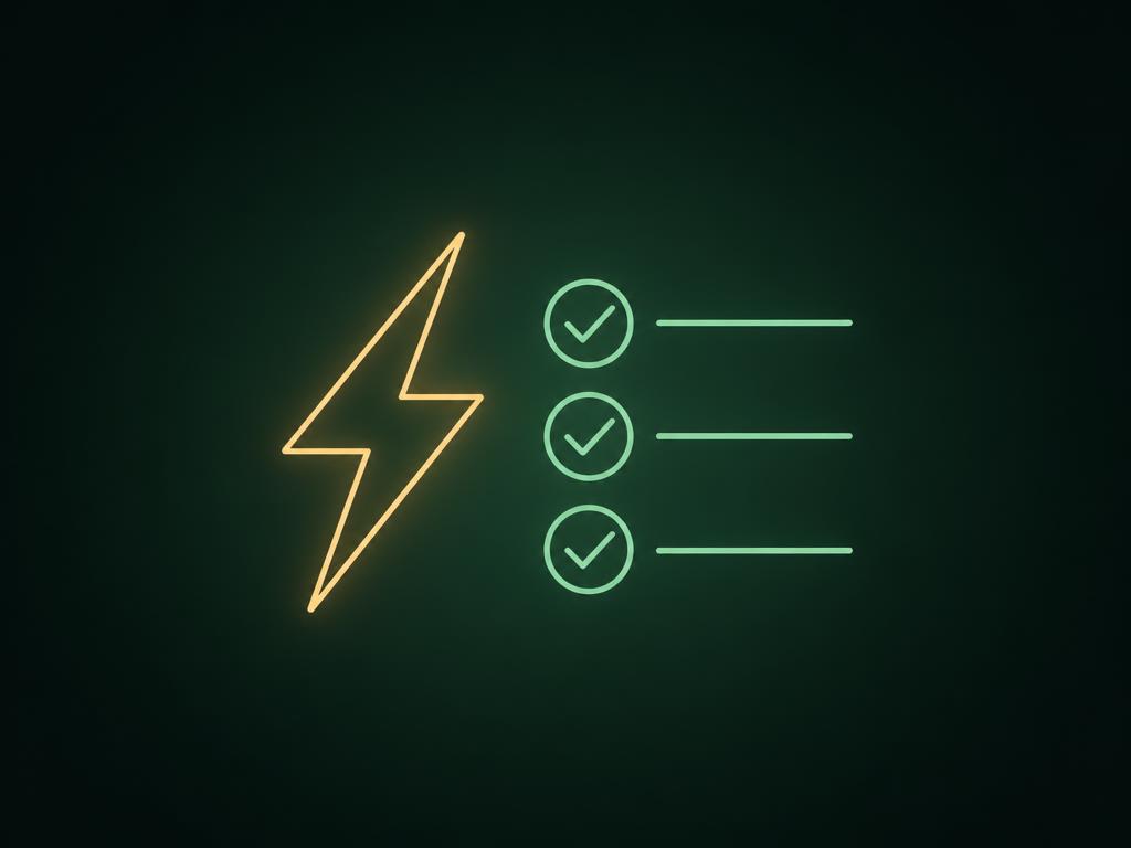 Lightning bolt beside a next-steps checklist