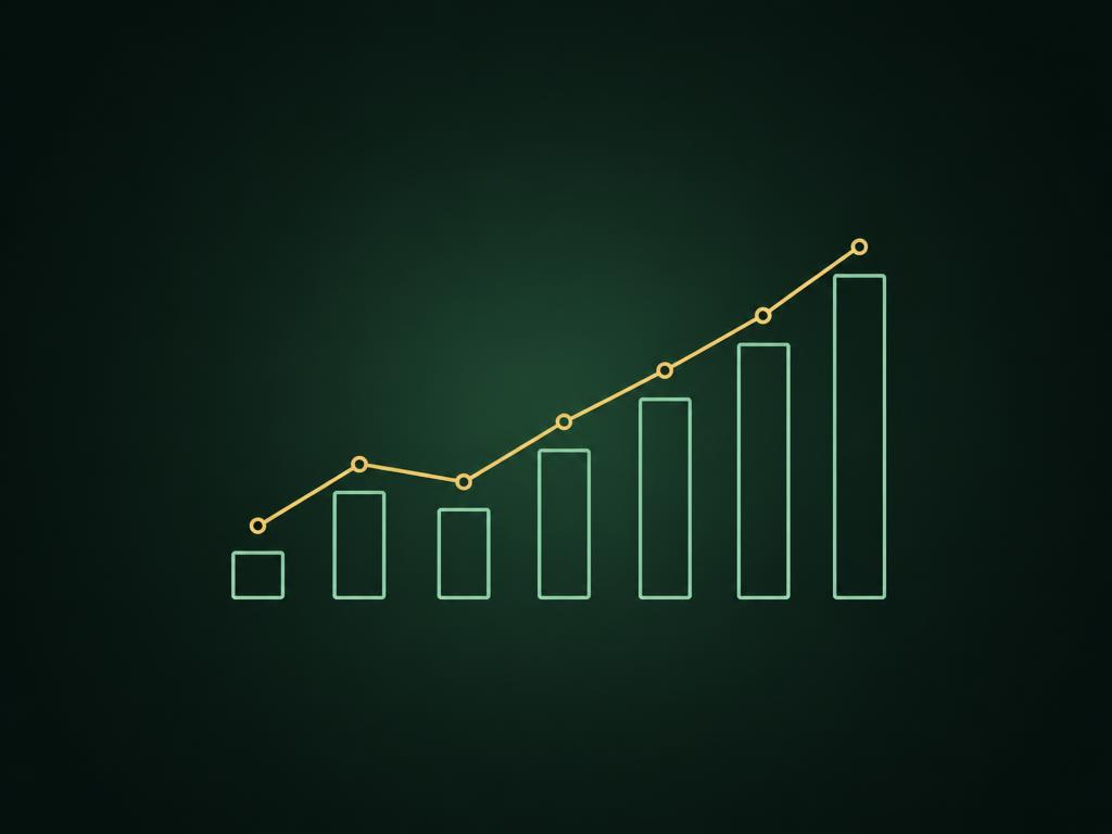 Bar chart with a rising trend line